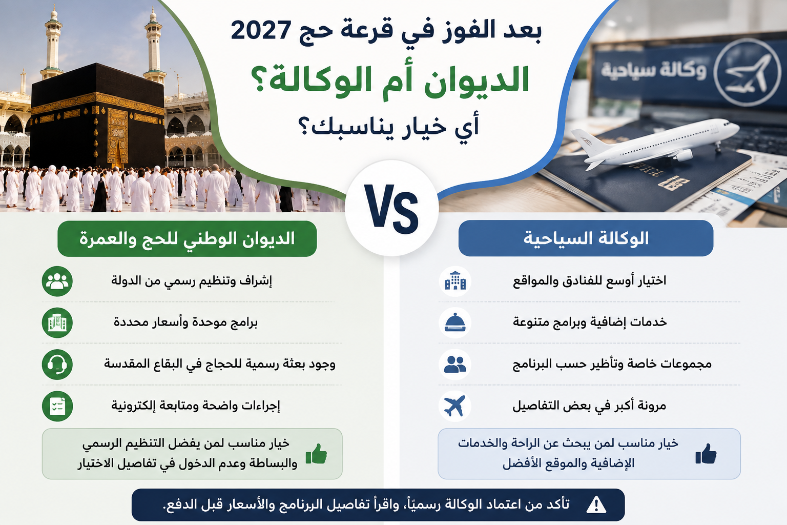 هل الأفضل الذهاب مع الديوان أم اختيار وكالة سياحية؟